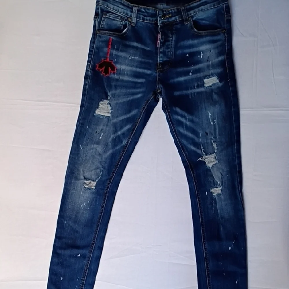 DSQUARED2 Men's Distressed Patches Blue Jeans Size EU 48